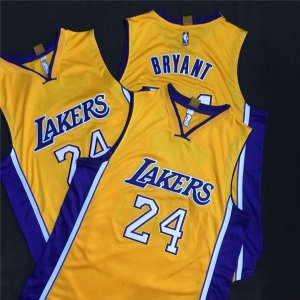 Maillot De Basket Los Angeles Lakers Kobe Bryant 24 Brode Tissu AU Jaune
